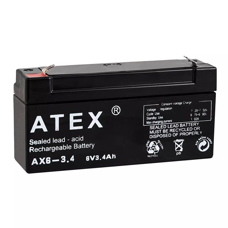 Atex AX6-3.4 6 Volt 3.4 Amper Yatık Akü