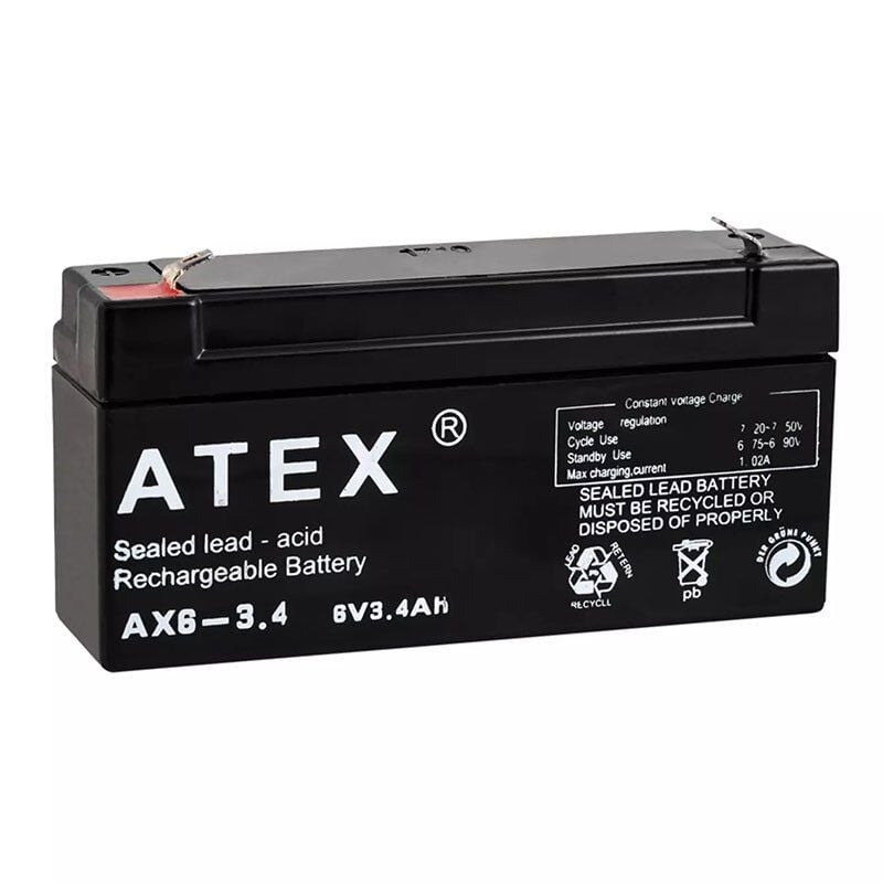 Atex AX6-3.4 6 Volt 3.4 Amper Yatık Akü