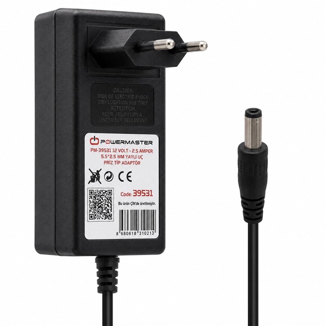 Powermaster PM-39531 12 Volt - 2.5 Amper Priz Tipi Adaptör