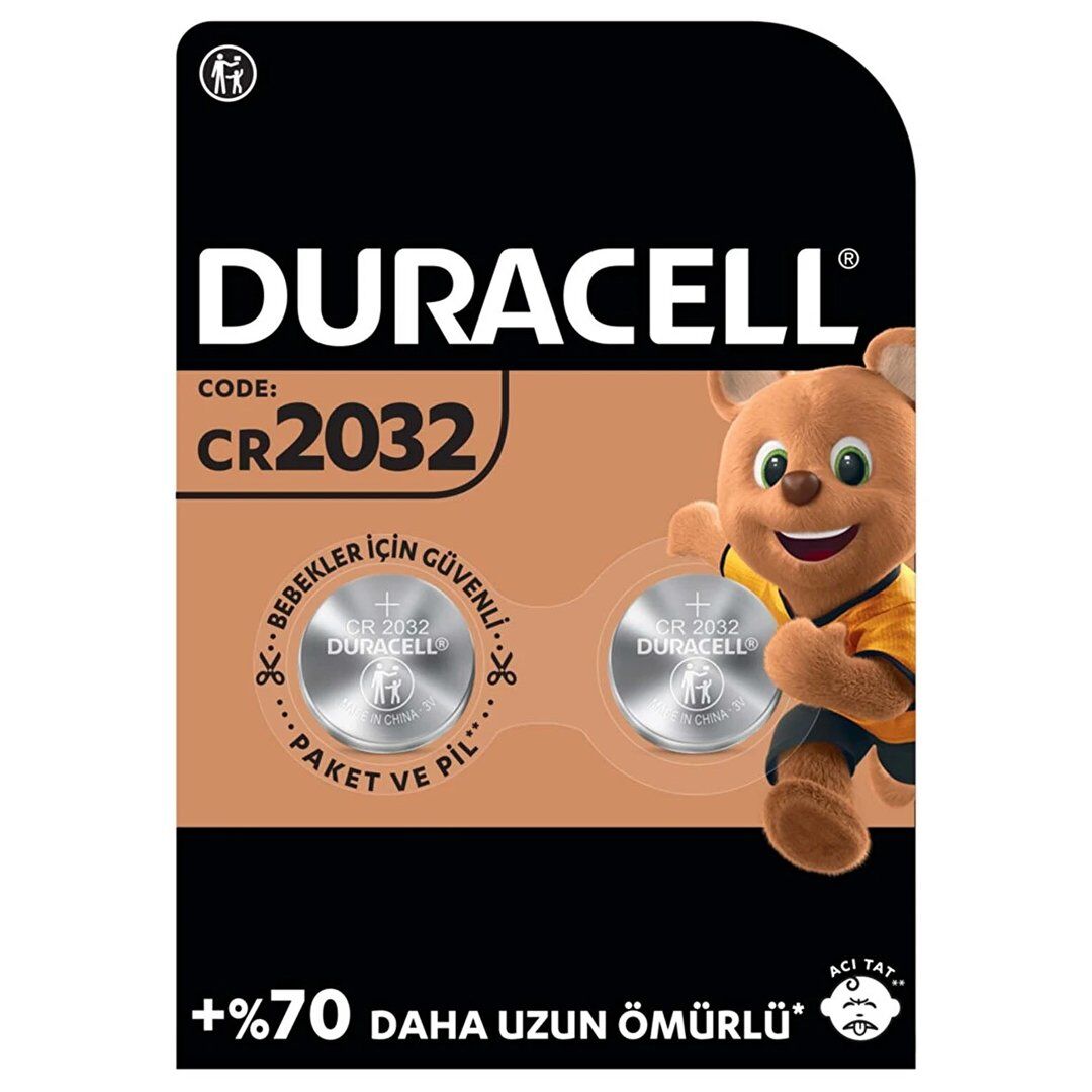 Duracell CR2032 Lityum Düğme Pil (2'li Paket)