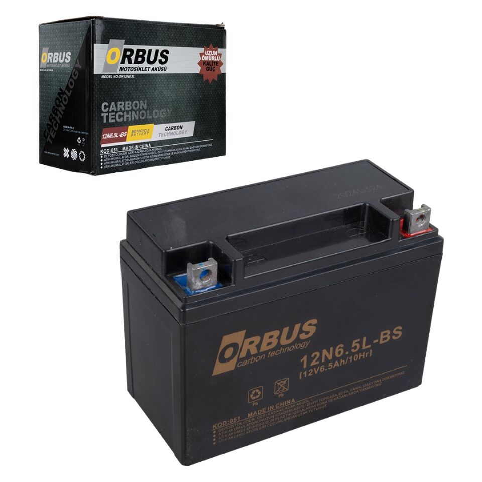 Orbus 12N6.5L-BS 12V 6.5A Motosiklet Aküsü (139X66X100 MM)