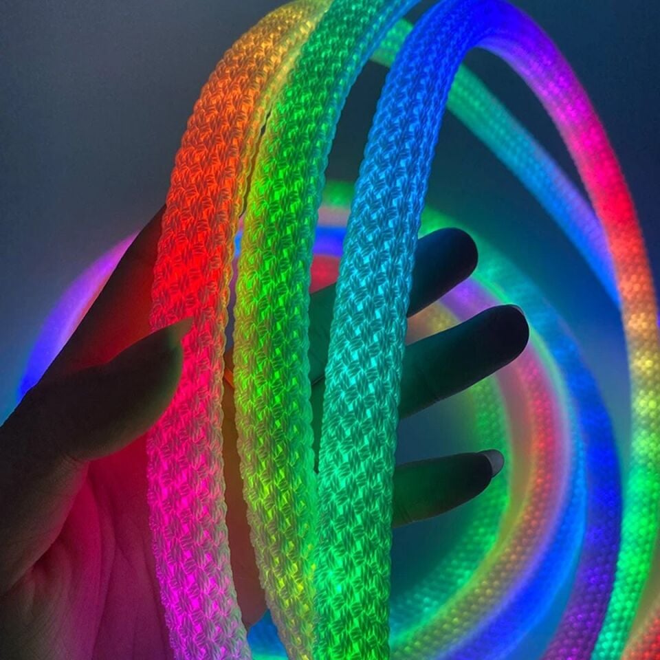 PowerMaster Animasyonlu Bluetooth Neon RGB Kumaş Örgülü Led