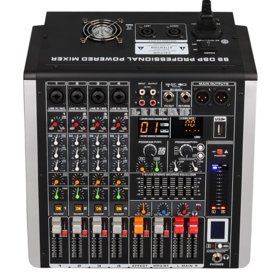 MagicVoice MV-26493 4 Kanallı Power Mixer