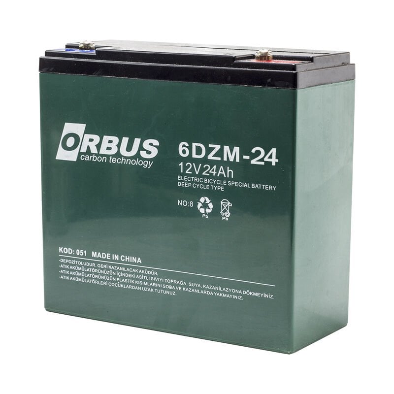 Orbus 6DZM-24 12 Volt 24 Amper Elektrikli Bisiklet Aküsü
