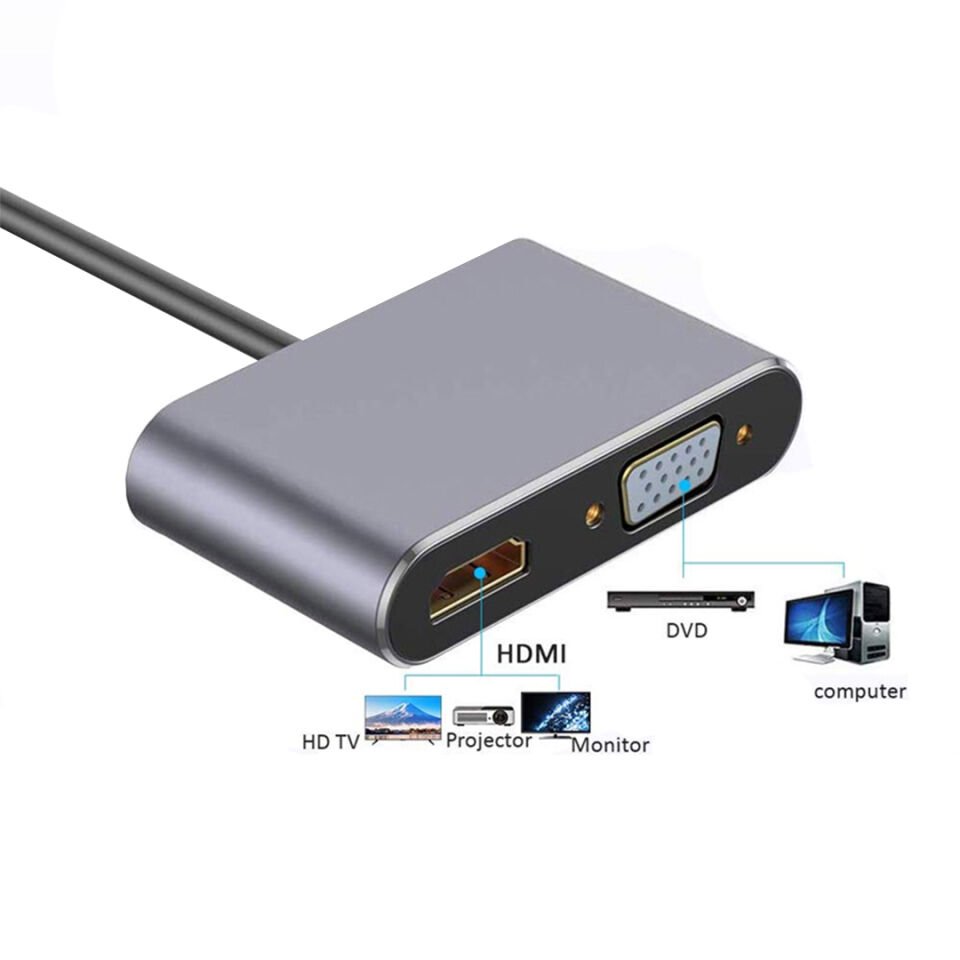Powermaster PM-18227 Usb Type-C To HDMI-VGA 2İn1 Aparat