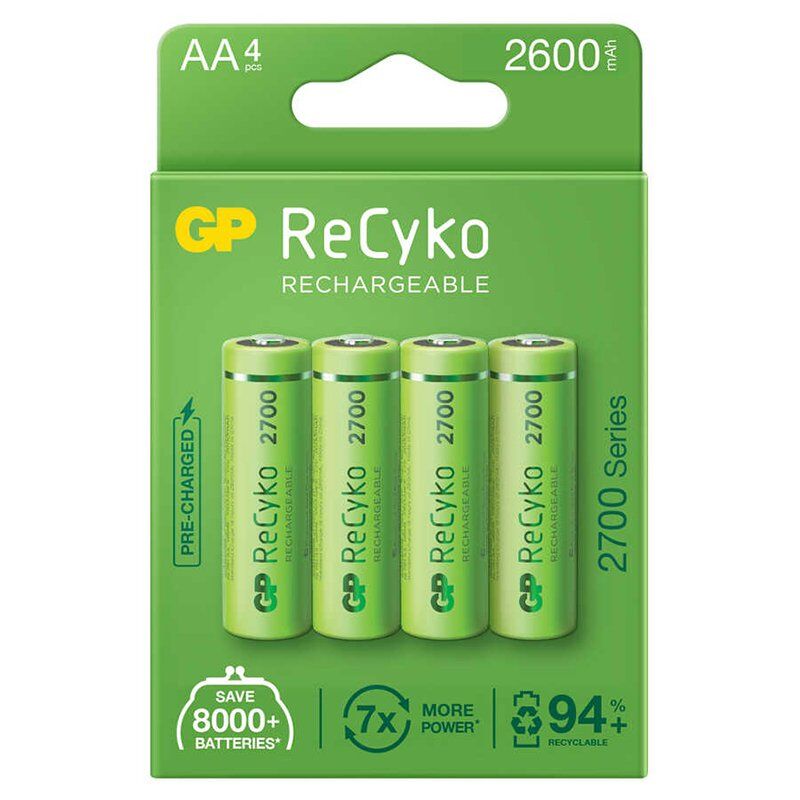 GP Recyko AA 2600 mAh Şarjlı 4'lü Pil GP270AAHCE-2EB4