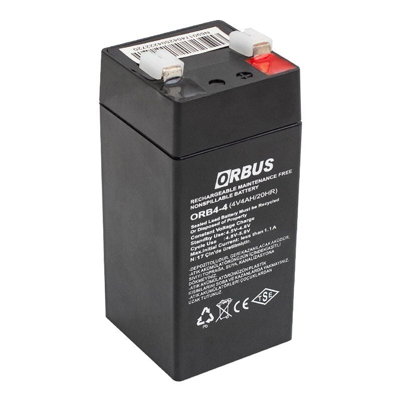 Orbus ORB4-4 4 Volt 4 Amper Dik Akü (45x45x100 Mm)