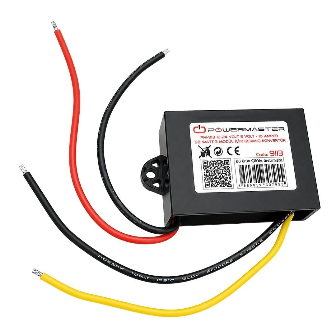 Powermaster PM-9113 12-24V Giriş 5V 10A 50W DC-DC Konvertör
