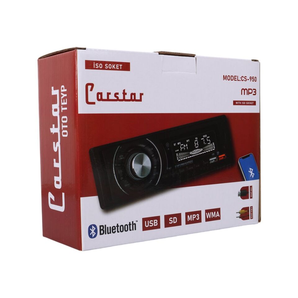 Carstar CS-950 Çift USB/SD/FM/AUX/Bluetooth Oto Teyp