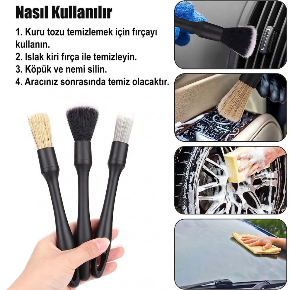 Sunup Çok Fonksiyonlu 5'Li Oto Detay Temizleme Fırça Seti