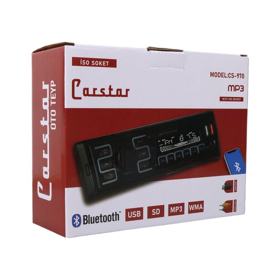 Carstar CS-970 Çift USB/SD/FM/AUX/Bluetooth Oto Teyp