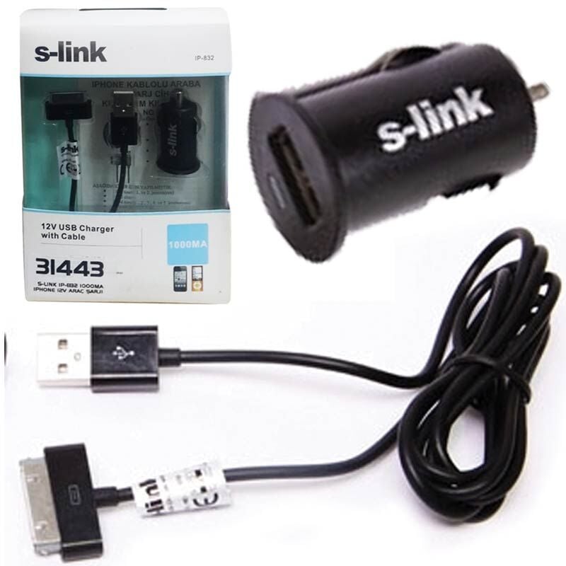 S-Link IP-832 1000mA iPhone 12V Araç Şarjı
