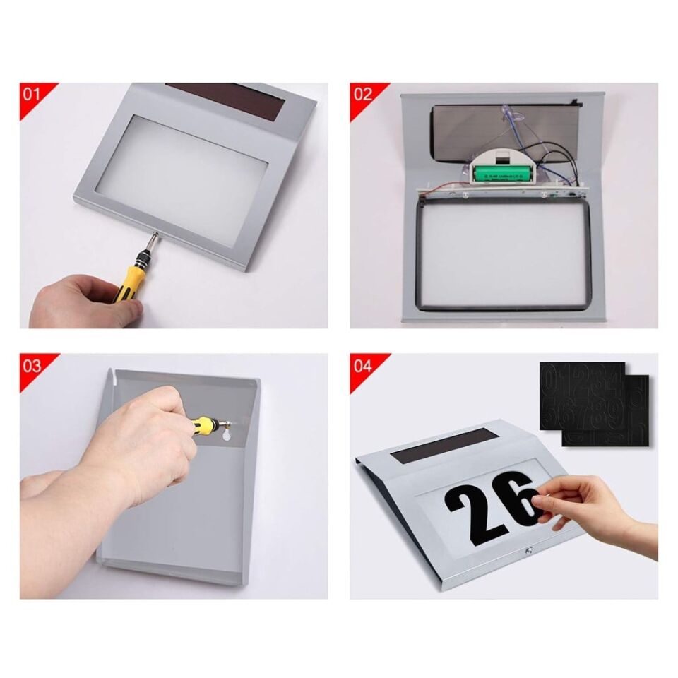 Powermaster PM-24003 Güneş Enerjili Led Işıklı Kapı Numarası
