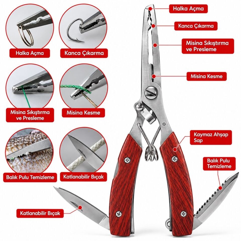 Sunup SN-38921 Çok Fonksiyonlu Balıkçı Pensesi