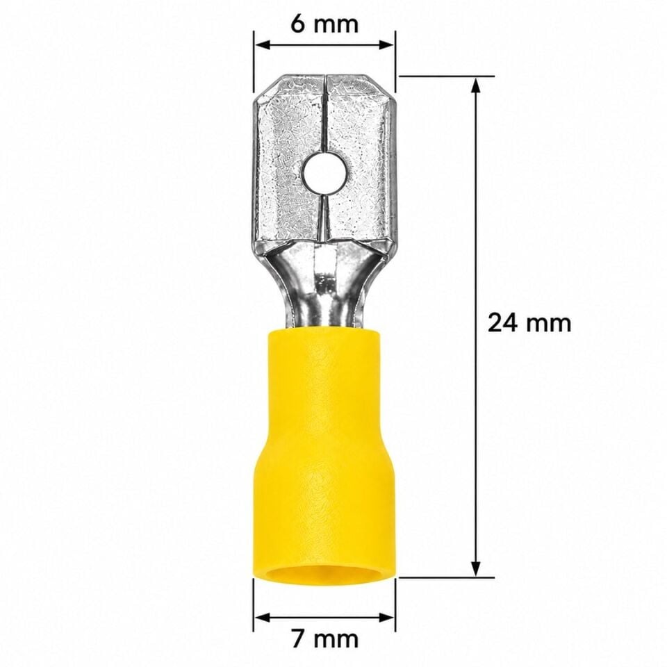 Powermaster PM-39081 4-6Mm2 Kesit 24X7x6mm Soket Sarı İzoleli Kablo Pabucu