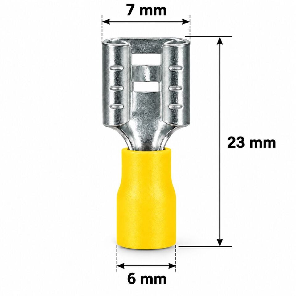 Powermaster PM-39077 4-6Mm2 Kesit 23X7x6mm Soket Sarı İzoleli Kablo Pabucu
