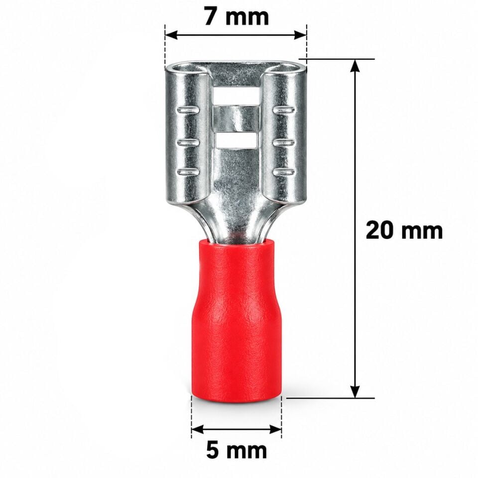 Powermaster PM-39067 0,5-1,5Mm2 Kesit 20X7x5mm Soket Kırmızı İzoleli Kablo Pabucu