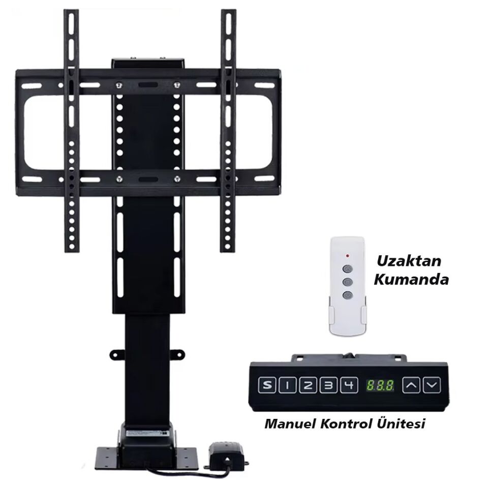 PowerMaster PM-24928 32'' - 57'' İnç Ayarlanabilir Yükseklik Uzaktan Kumandalı TV Kaldırma Lift Asansörü