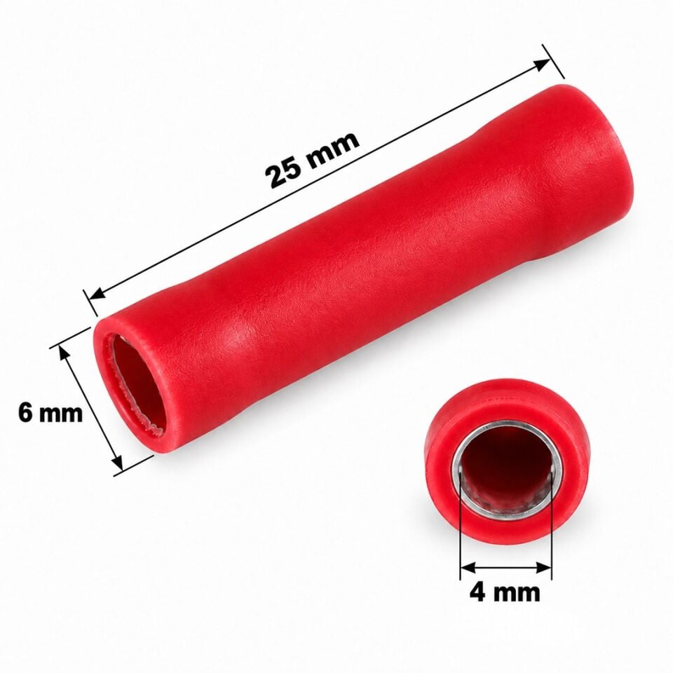 Powermaster PM-39055 0,5-1,5Mm2 Kesit 25X6x4mm Soket Kırmızı İzoleli Kablo Pabucu