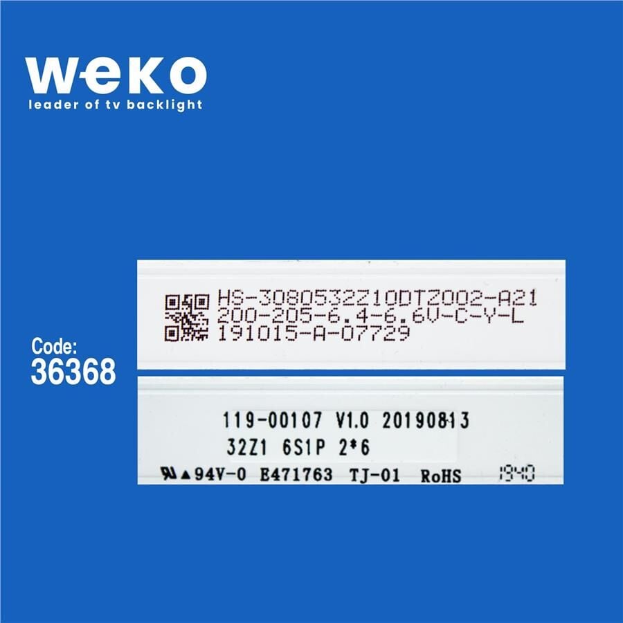 Wkset-5824 36368X2 119-00107 V1.0 20190813 32Z1 6S1P 2*6 2 Adet Led Bar (6V6led57,4Cm)