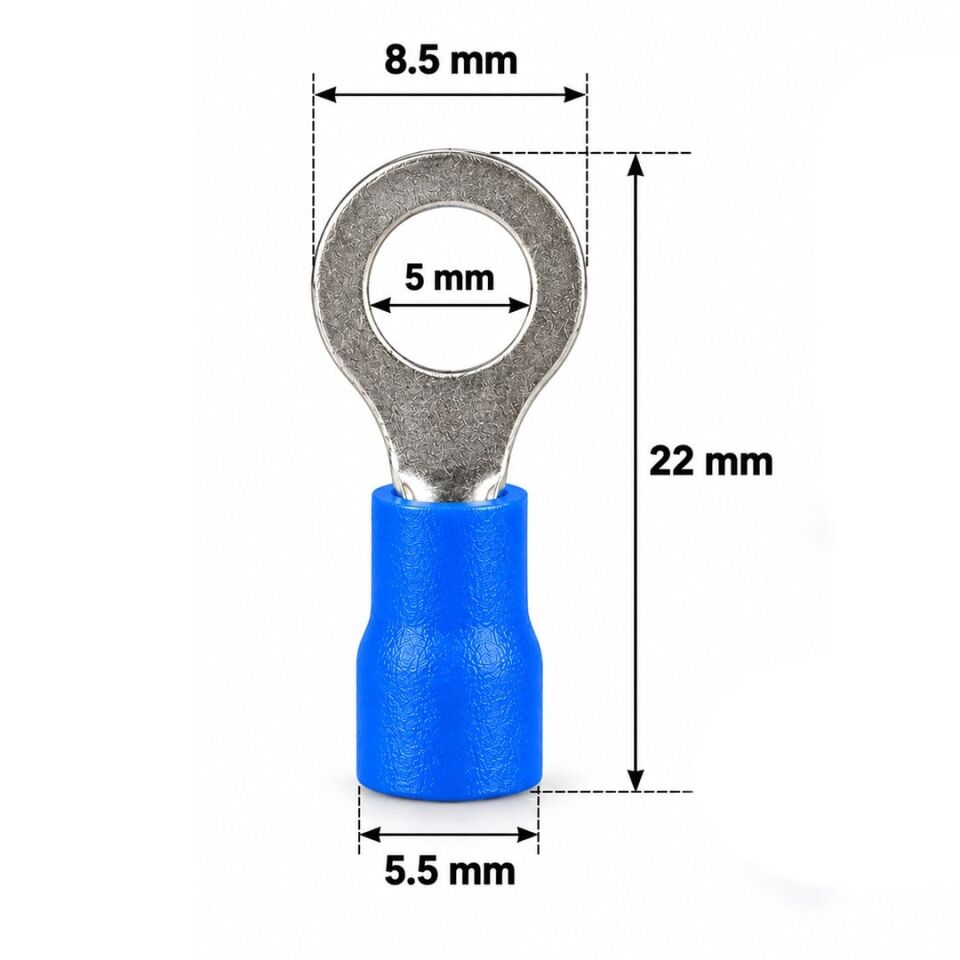 Powermaster PM-39058 1,5-2,5Mm2 Kesit 25X11x6mm Soket Mavi İzoleli Kablo Pabucu