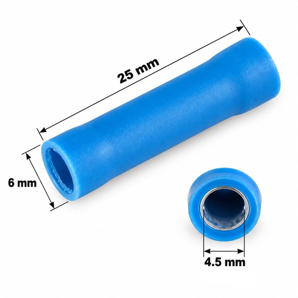 Powermaster PM-39055 1,5-2,5Mm2 Kesit 25X6x4,5Mm Soket Mavi İzoleli Kablo Pabucu