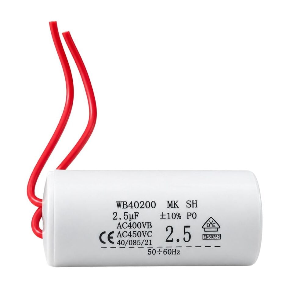 Powermaster WB40200 2.5 Uf 400V/450V AC Kablolu Motor Daimi Çalışma Kapasitörü