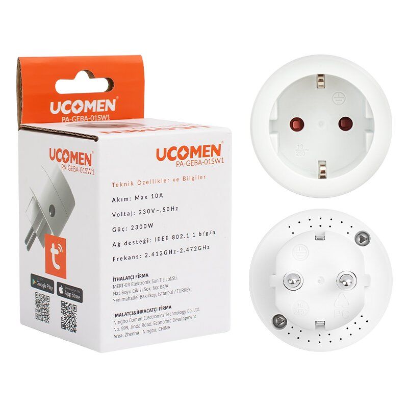 Ucomen PA-GEBA-01SW 10 Amper Wifi Tuya Destekli Akıllı Priz