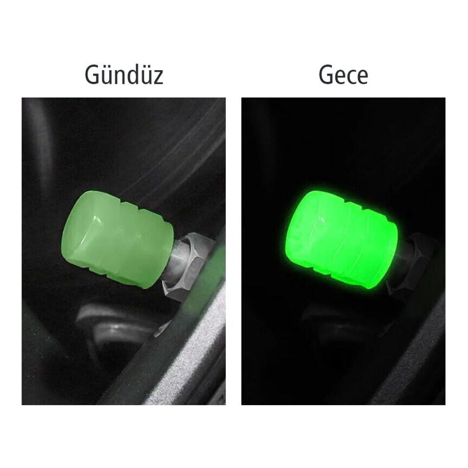 Sunup Yeşil Fosforlu Işık Saçan Lastik Sibop Kapak (Tekli)
