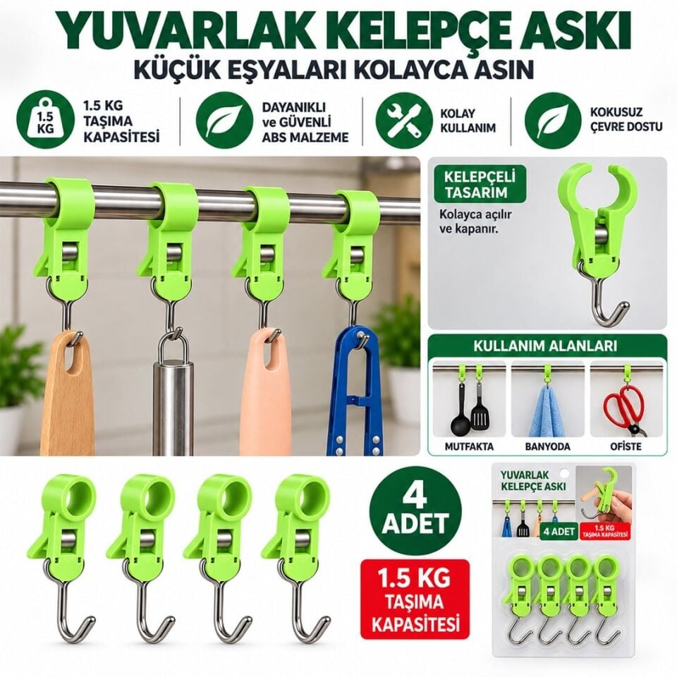Sunup SN-38118 Yuvarlak Kelepçe Askı 82X18x18mm 4'Lü Paket