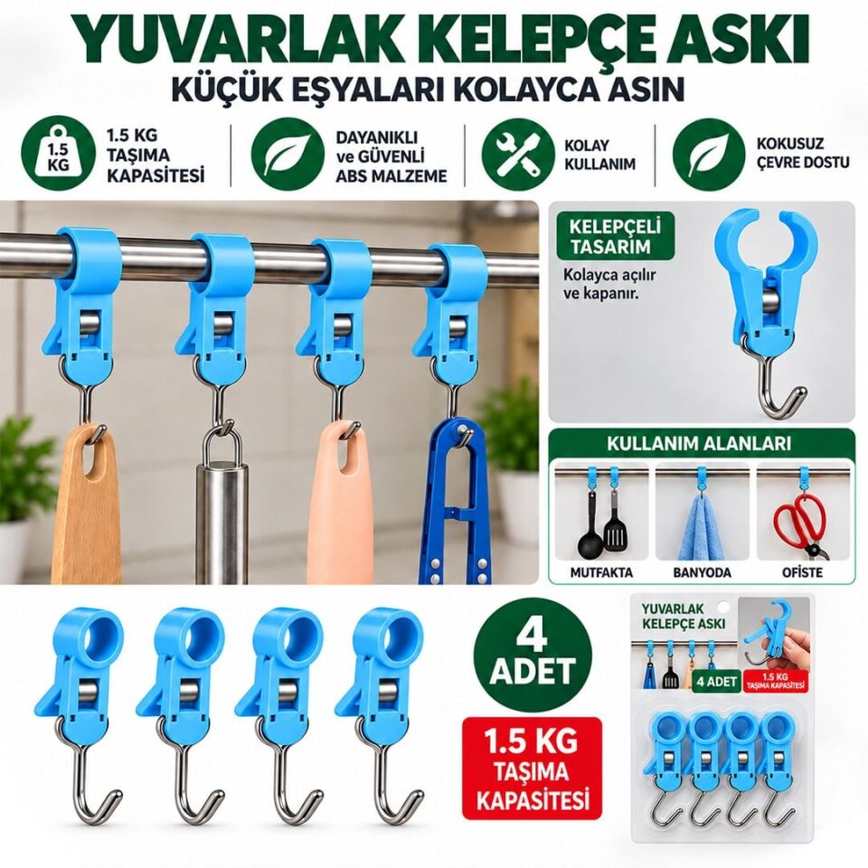 Sunup SN-38119 Yuvarlak Kelepçe Askı 80X12x18mm 4'Lü Paket