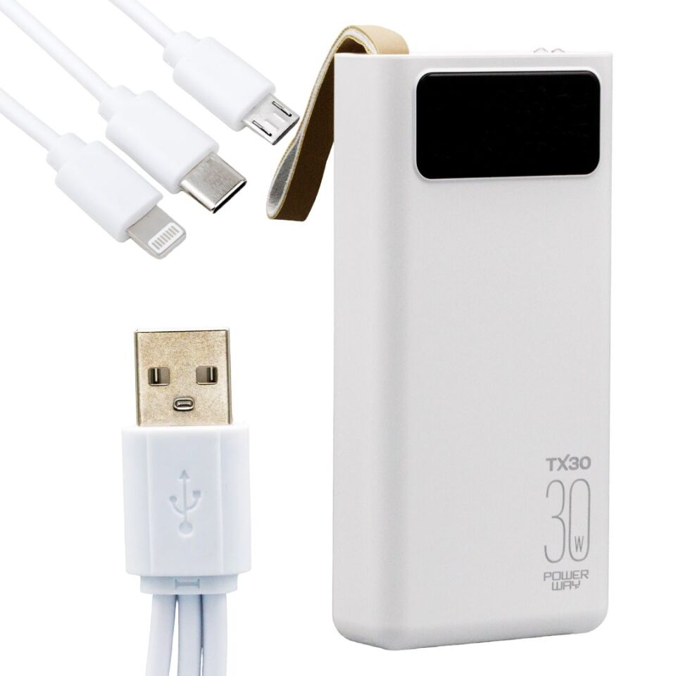Powerway TX30 30000 mAh Dijital Göstergeli Powerbank