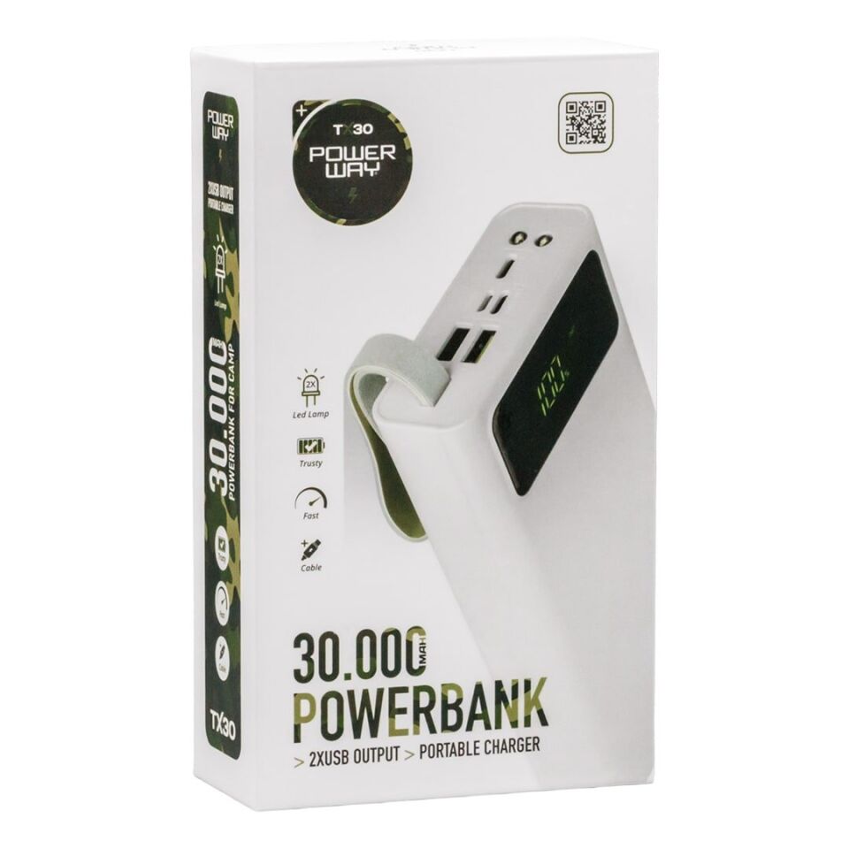 Powerway TX30 30000 mAh Dijital Göstergeli Powerbank