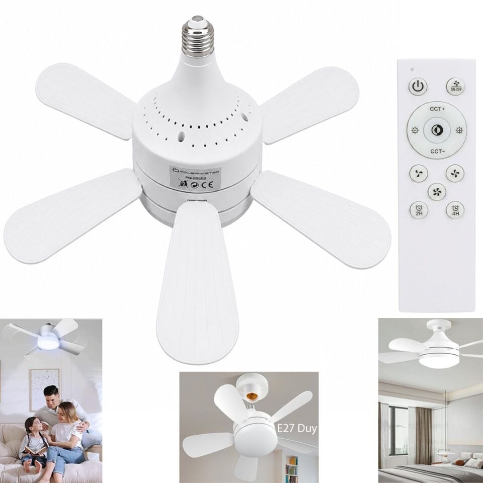 Powermaster PM-25552 Kumandalı Ledli Tavan Fan Vantilatör