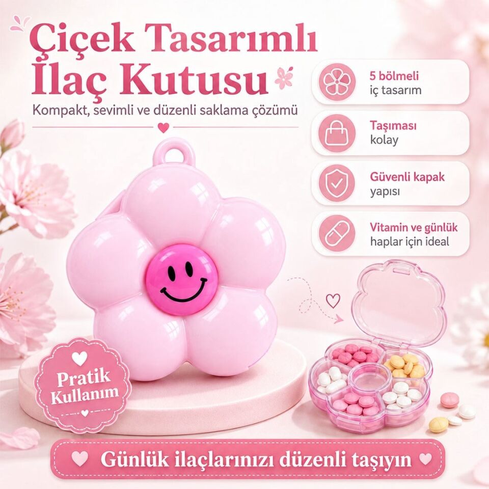 Sunup SN-38886 Hap İlaç Saklama Kutusu 5 Bölmeli