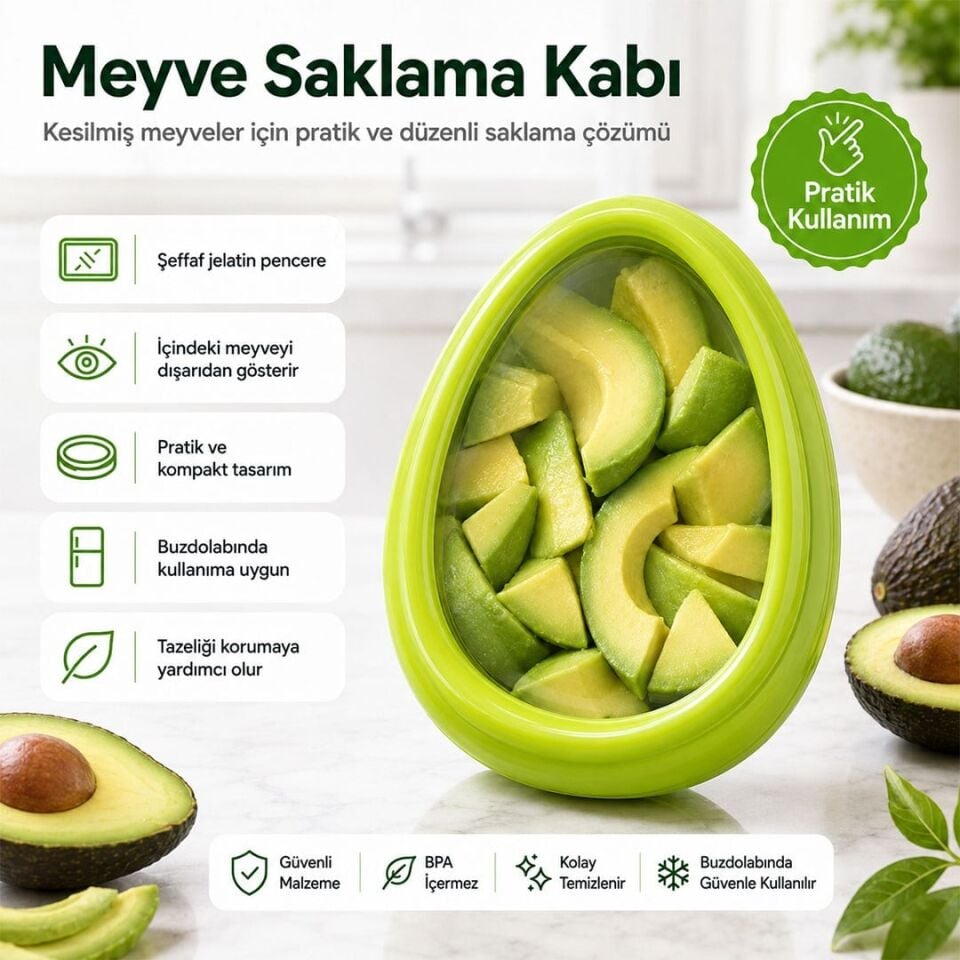 Sunup SN-38870 Sebze Meyve Saklama Kabı Avokado Şeklinde
