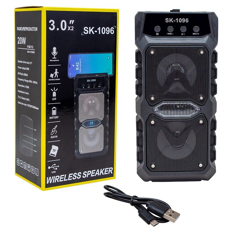 Magicvoice SK-1096 20 Watt USB/SD/AUX/FM/Bluetooth Destekli Mikrofon Girişli Taşınabilir Hoparlör