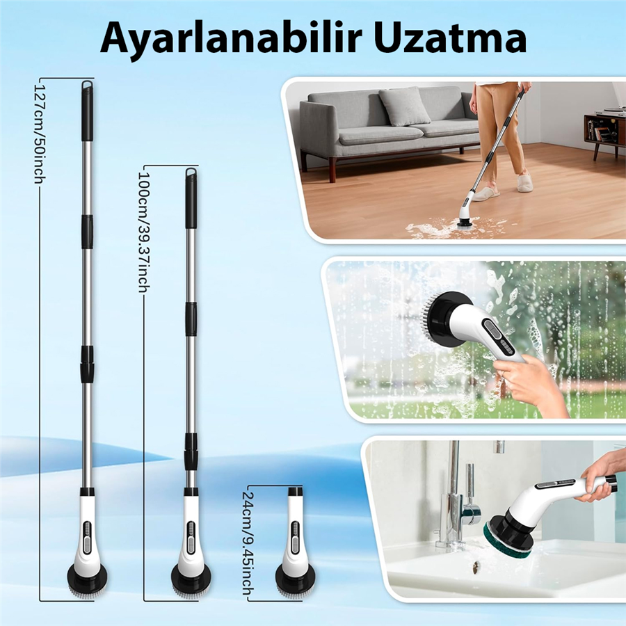 Sunup SN-26239 9'U 1 Arada Çok Amaçlı Kablosuz Şarjlı Temizlik Fırçası