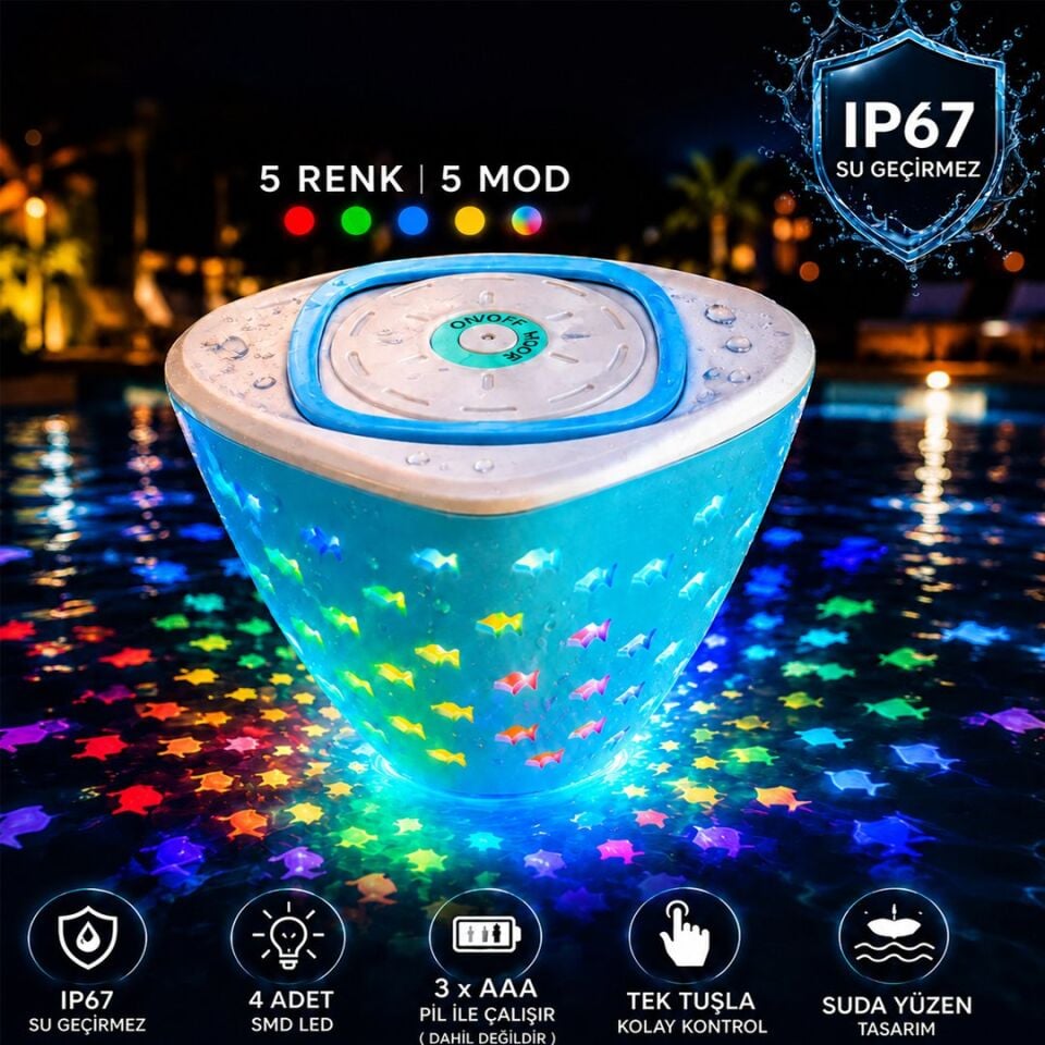 Powermaster PM-25535 IP67 5 Renk 5 Mod Yüzen Led Işık