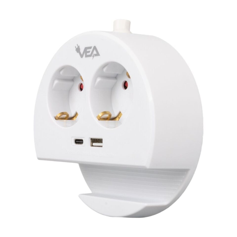 VE- G1102C 2'li USB+ Type-C Girişli Anahtarlı 1.5 Metre Grup Priz