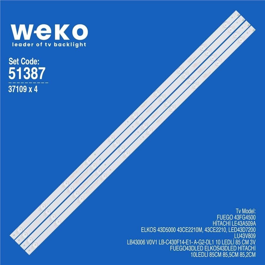 Wkset-6387 37109X4 Lb43006 V0V1 Lb-C430F14-E1- A-G2-Dl1  4 Adet Led Bar