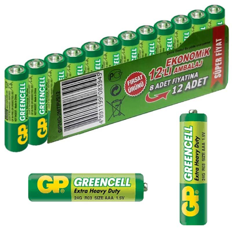 GP 24G-VS12 12'li Paket AAA İnce Kalem Pil