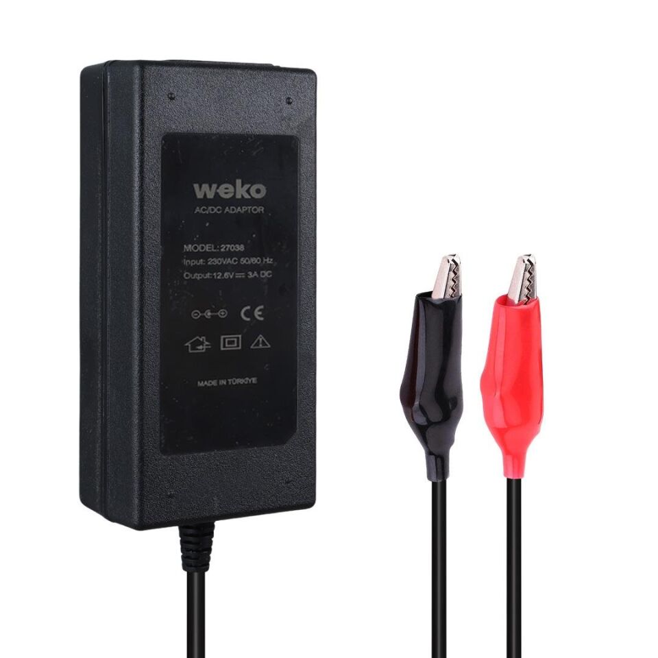 Weko 12.6 Volt 3 Amper Krokodil Uçlu Ledli Şarj Adaptörü