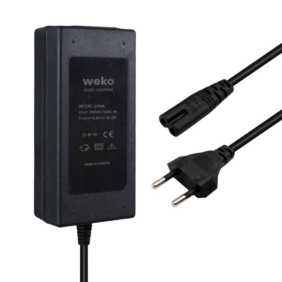 Weko 12.6 Volt 3 Amper Krokodil Uçlu Ledli Şarj Adaptörü