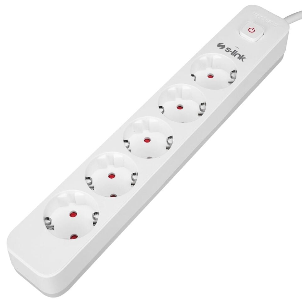 S-Link SPG501S Anahtarlı 5'Li Akım Korumalı Priz