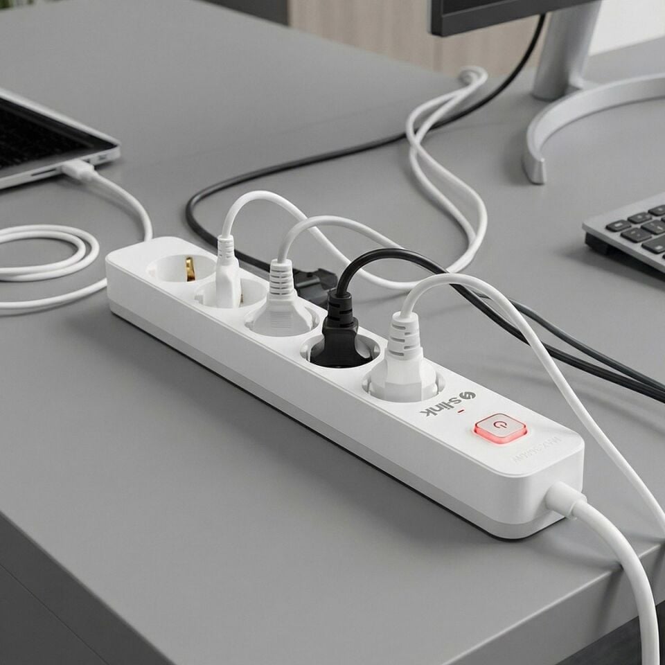 S-Link SPG501S Anahtarlı 5'Li Akım Korumalı Priz