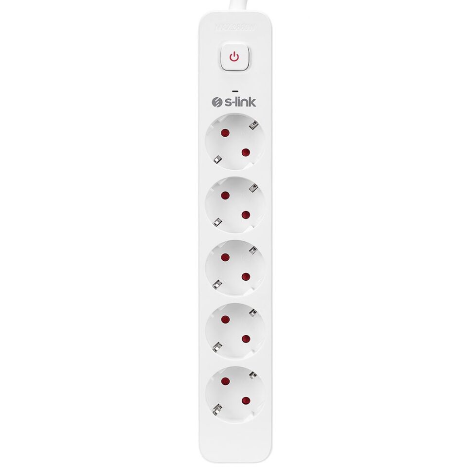 S-Link SPG501S Anahtarlı 5'Li Akım Korumalı Priz