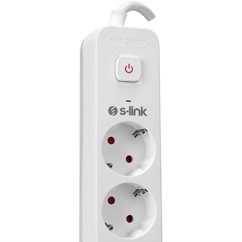 S-Link SPG501S Anahtarlı 5'Li Akım Korumalı Priz