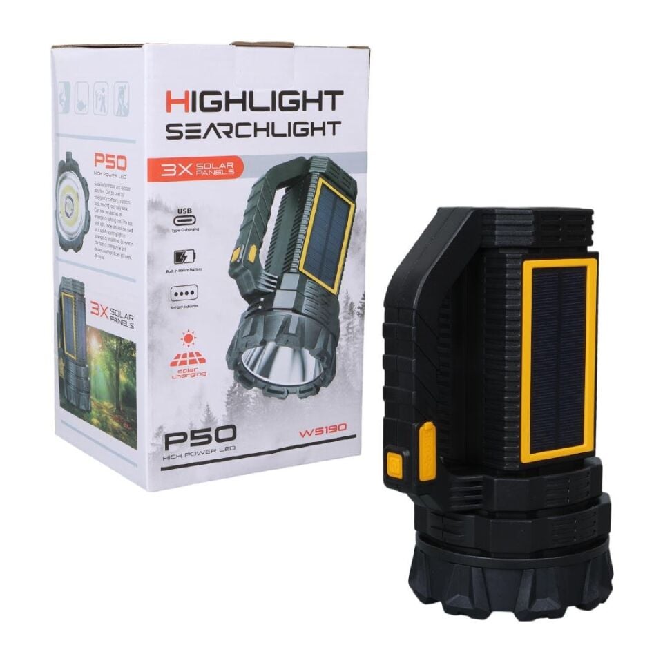 Powermaster MX-W5190-P50 Solar Şarjlı Uzun Mesafe El Feneri