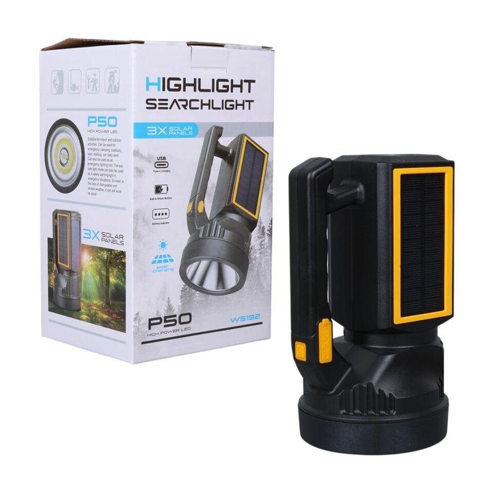 Powermaster MX-W5192-P50 Solar Şarjlı Uzun Mesafe El Feneri